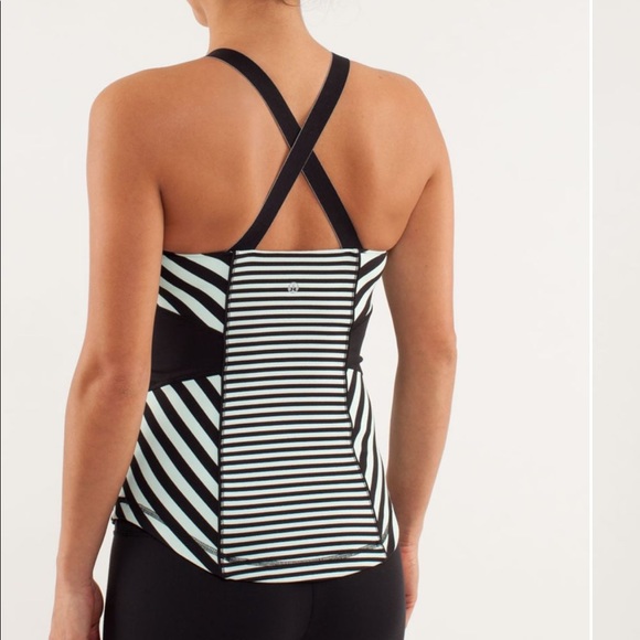 Lululemon Work It Out Tank Top Mint Striped Sz 10 - Picture 4 of 8